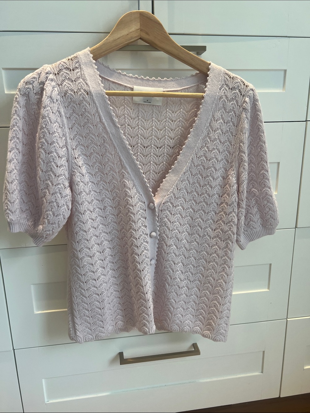 Wilfred Pale Pink Openwork Knit Cardigan
